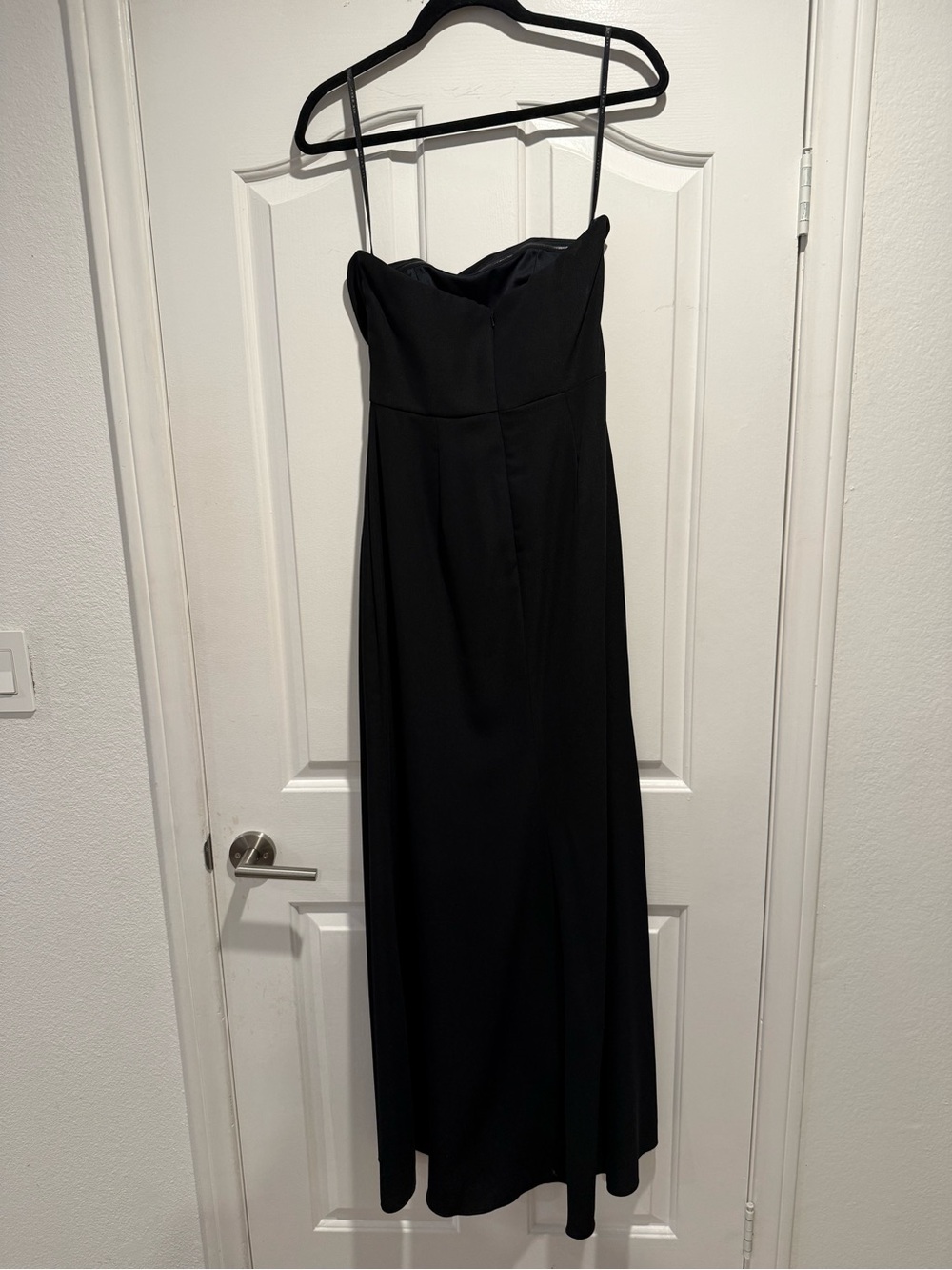 After Six Black Strapless Maxi Dress with Thin Spaghetti Straps